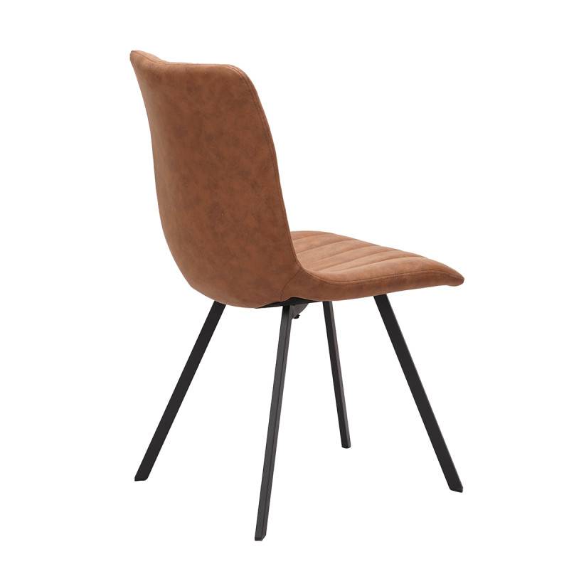 Chaise PU marron Eden pieds métal - Imagen 4