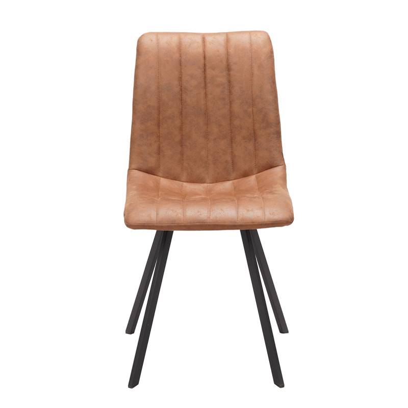 Chaise PU marron Eden pieds métal - Image 2