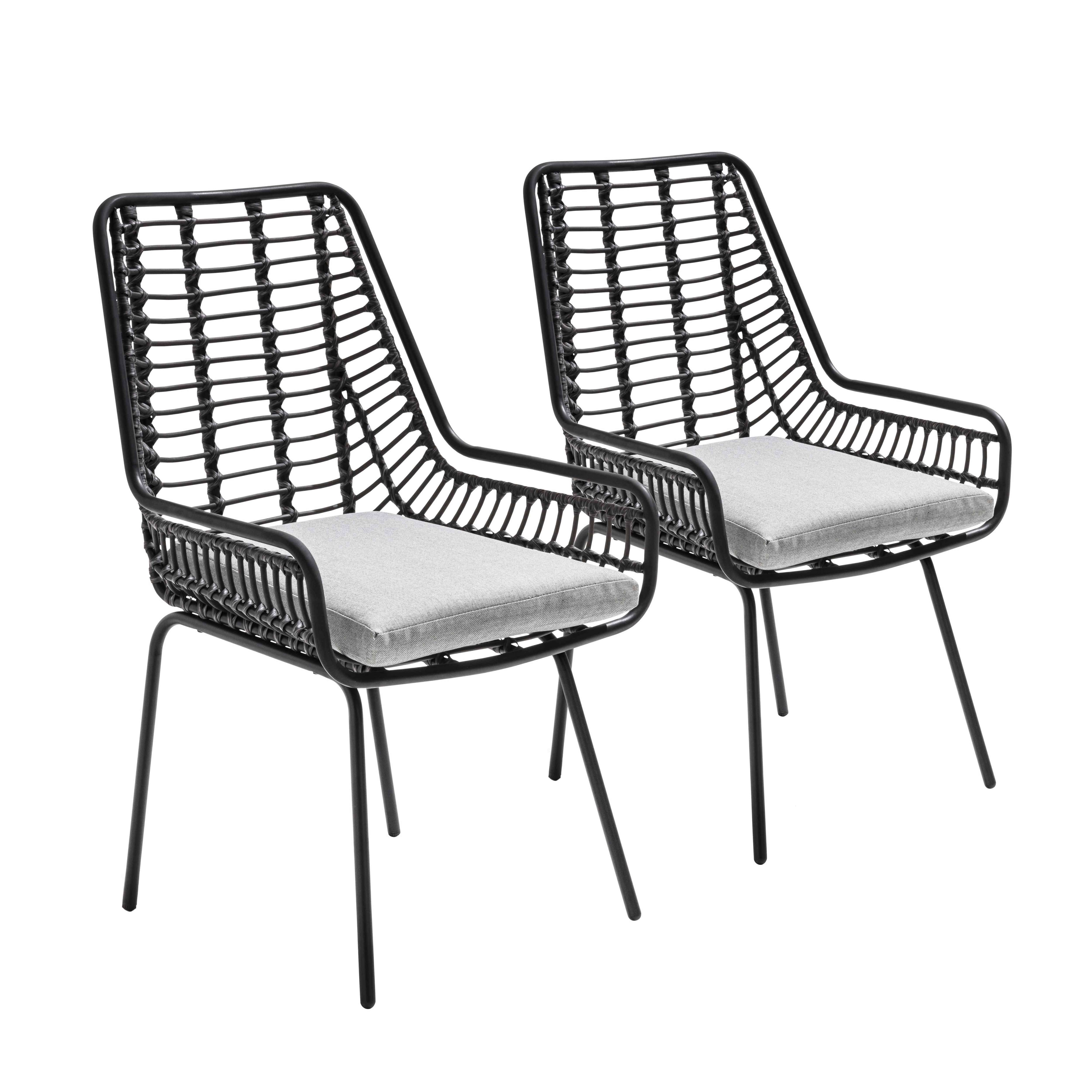 Oviala - Lot 2 chaises de jardin en résine tressée et acier - Oviala - Imagen 1