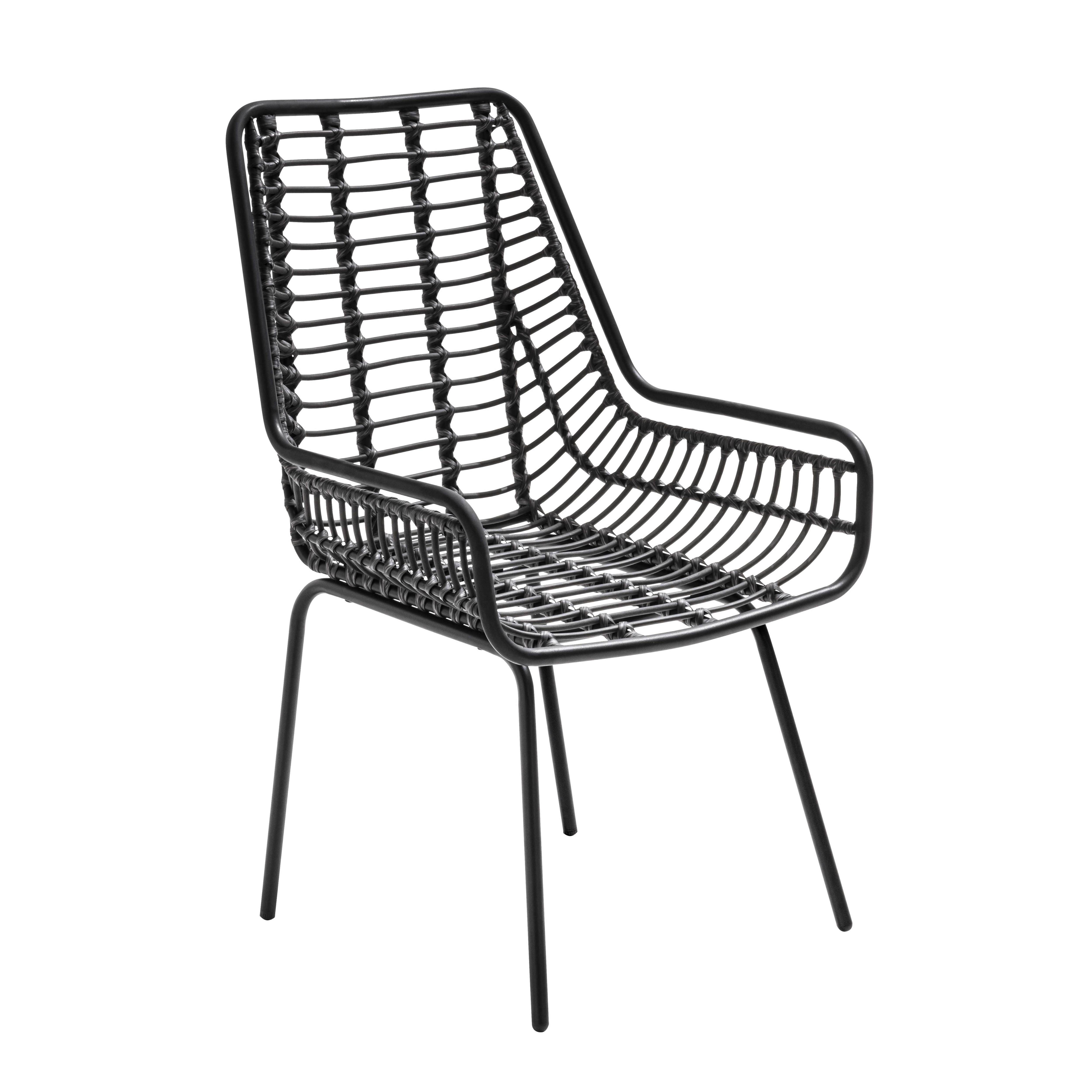 Oviala - Lot 2 chaises de jardin en résine tressée et acier - Oviala - Imagen 4