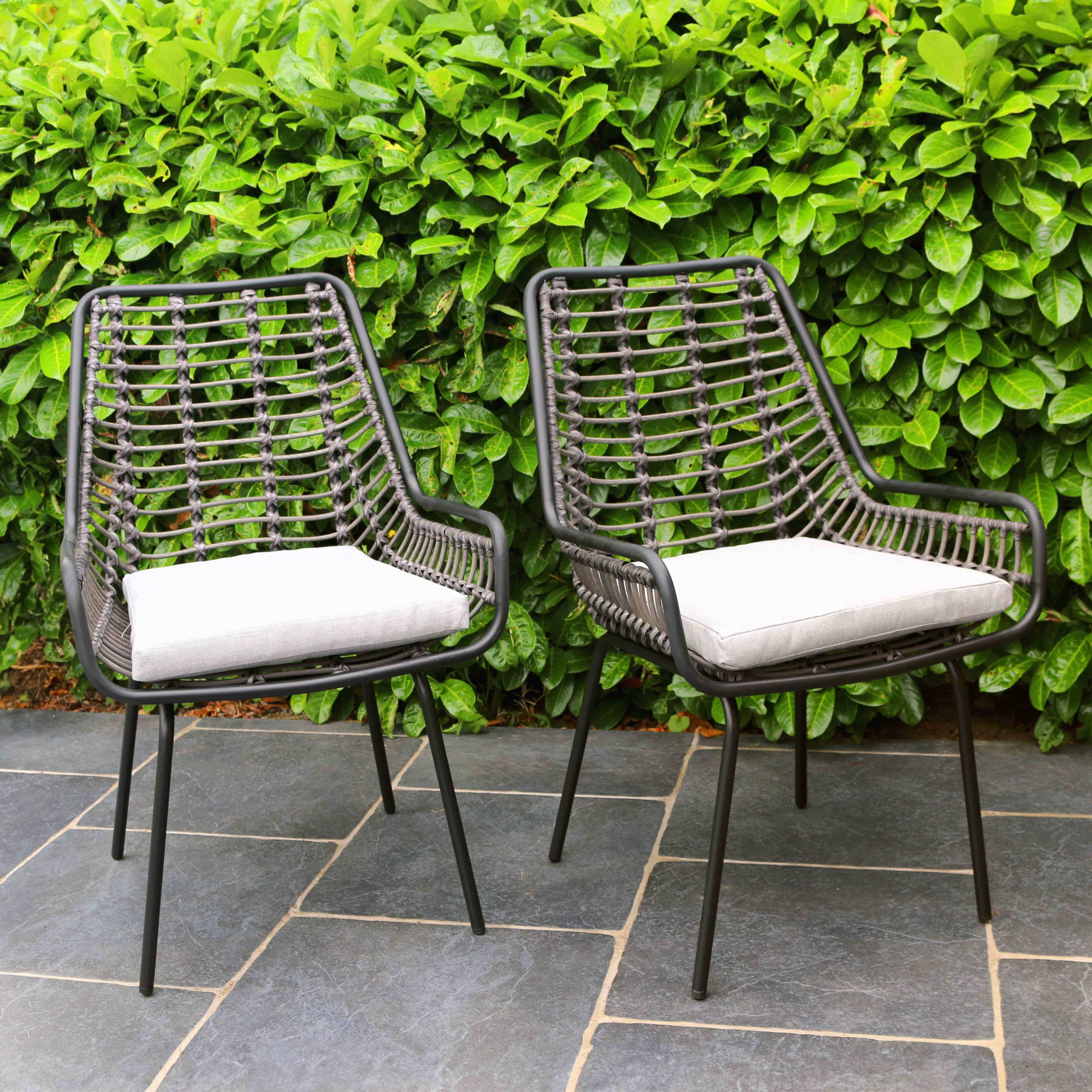 Oviala - Lot 2 chaises de jardin en résine tressée et acier - Oviala - Imagen 2