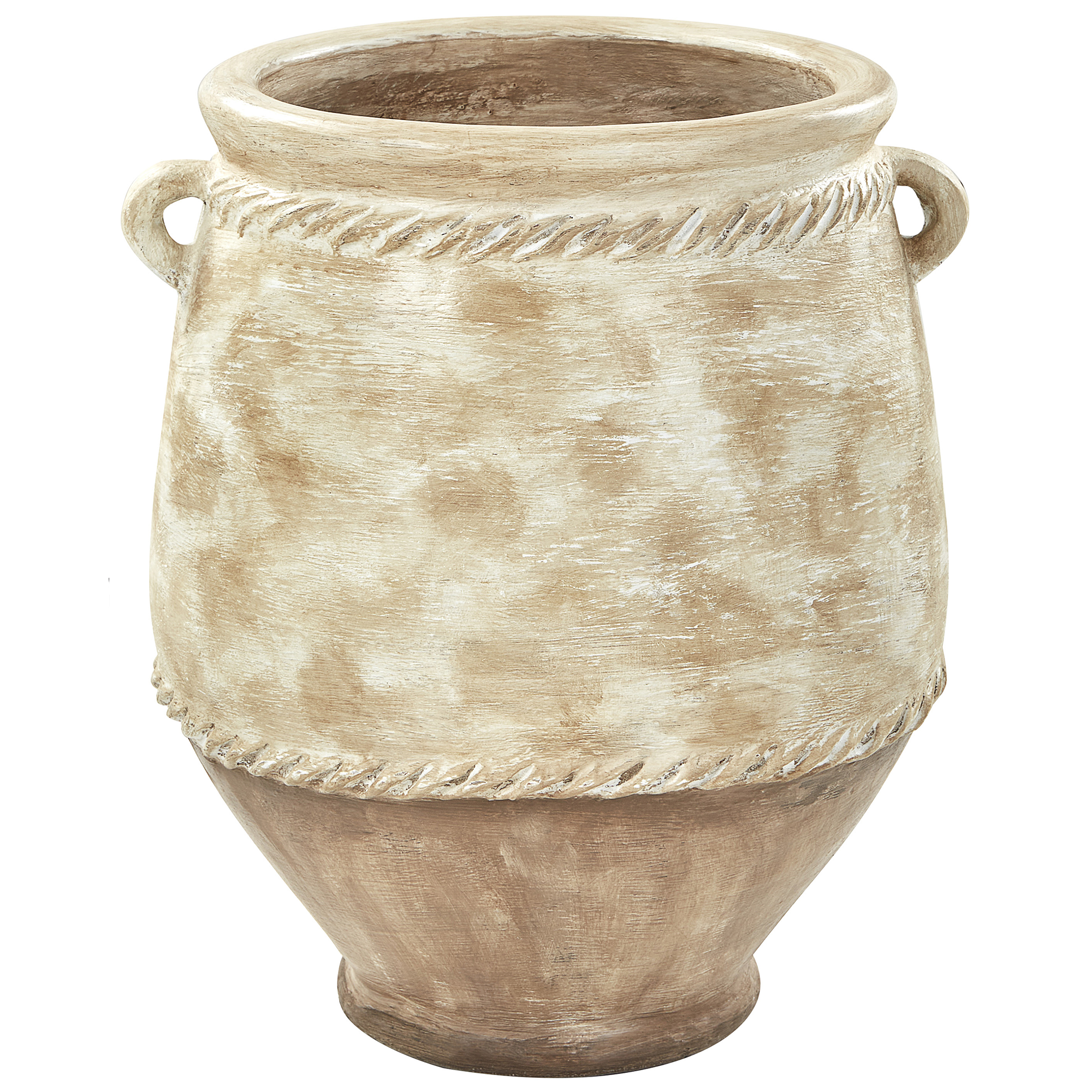 Beliani - Pot de Fleurs Beige en Terre Cuite 37 cm avec Poignées Jardin Intérieur Extérieur Accessoires de Salon - Imagen 1