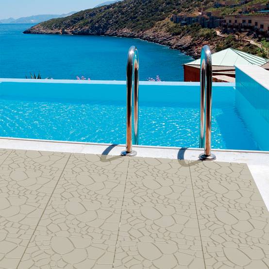 Dalles de terrasse clipsables aspect pierre PP balcon piscine 30,5x30,5cm beige lot de 44 - ComfortXL Outdoor Living - Image 6
