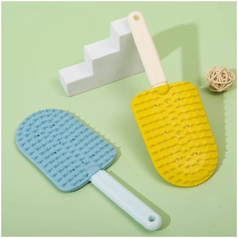 Lot de 2 brosses de toilettage pour chien et chat jaune + bleu - Lytech - Image 2
