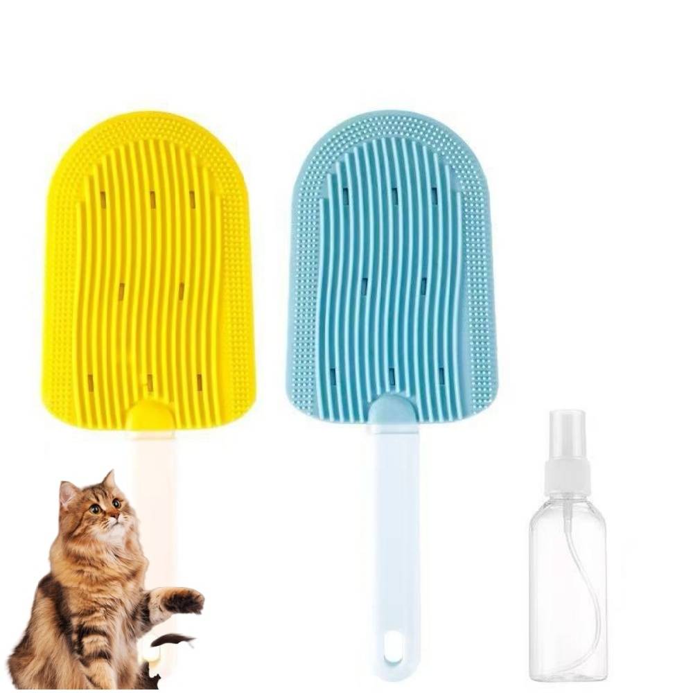 Lot de 2 brosses de toilettage pour chien et chat jaune + bleu - Lytech - Image 1