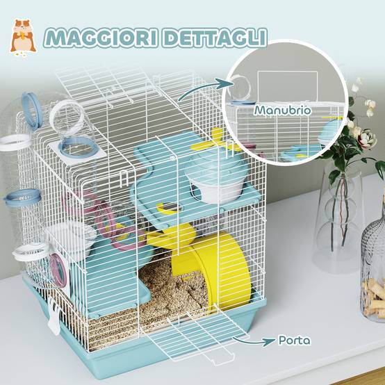 Cage hamster métal plastique 3 niveaux avec tubes ludiques 34x27x41cm Gris - ComfortXL Outdoor Living - Image 9
