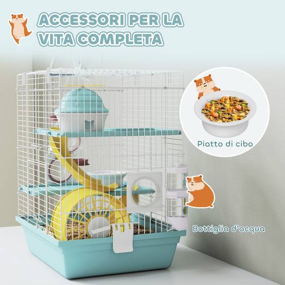 Cage hamster métal plastique 3 niveaux avec tubes ludiques 34x27x41cm Gris - ComfortXL Outdoor Living - Image 8