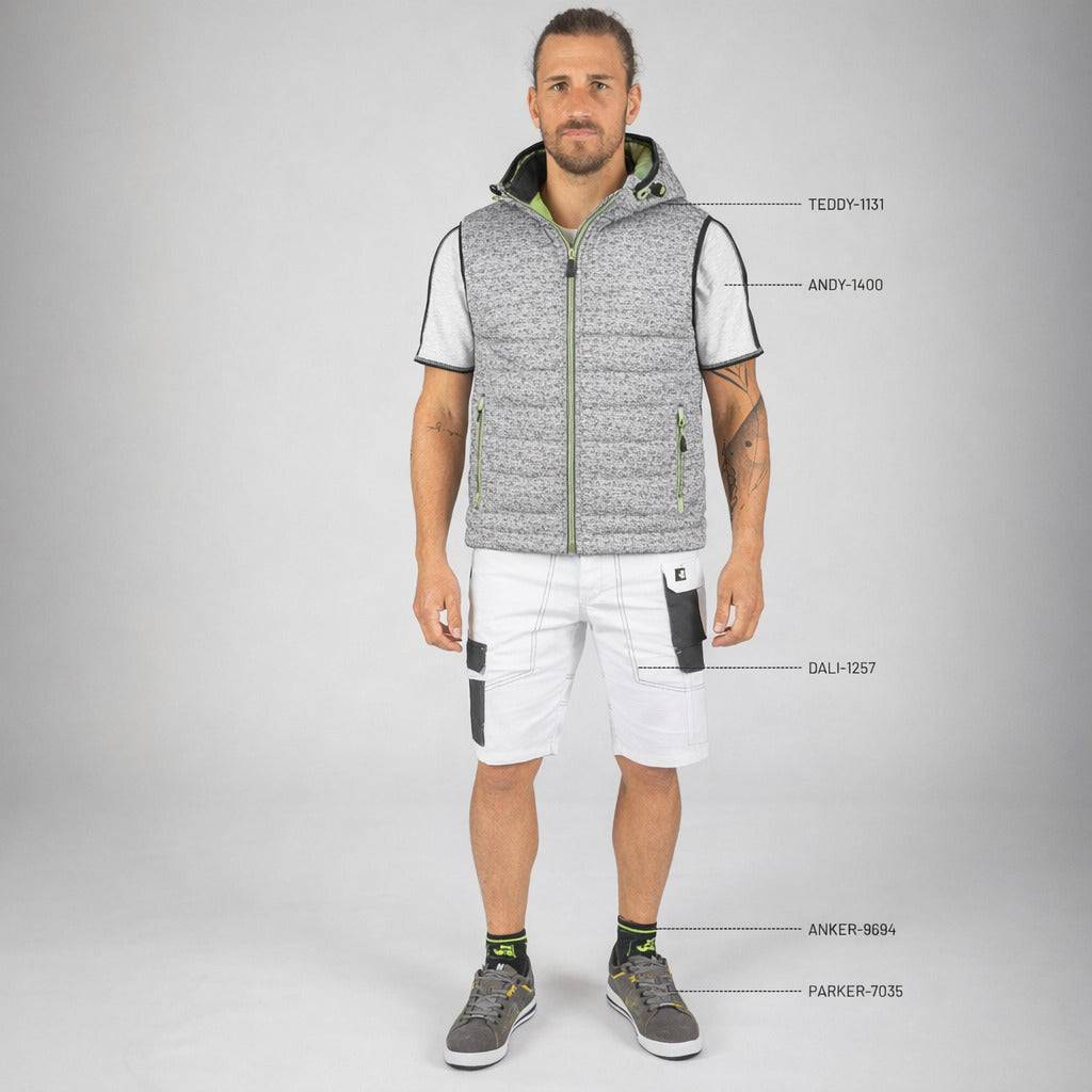 Nineworths - taille xl - teddy - gilet sans manches de travail - 1131 gris chiné , vert fluo - Imagen 2