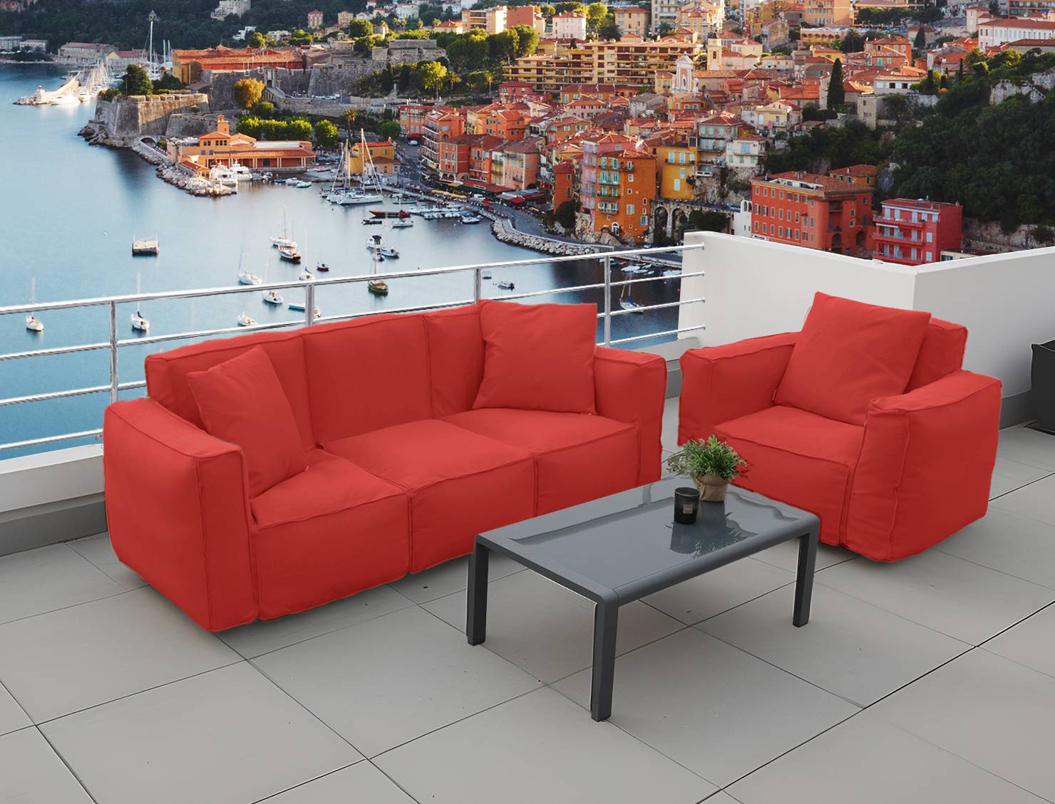 Canapé salon de jardin modulable 90x75x65cm Terracotta - Déco arts - Image 5