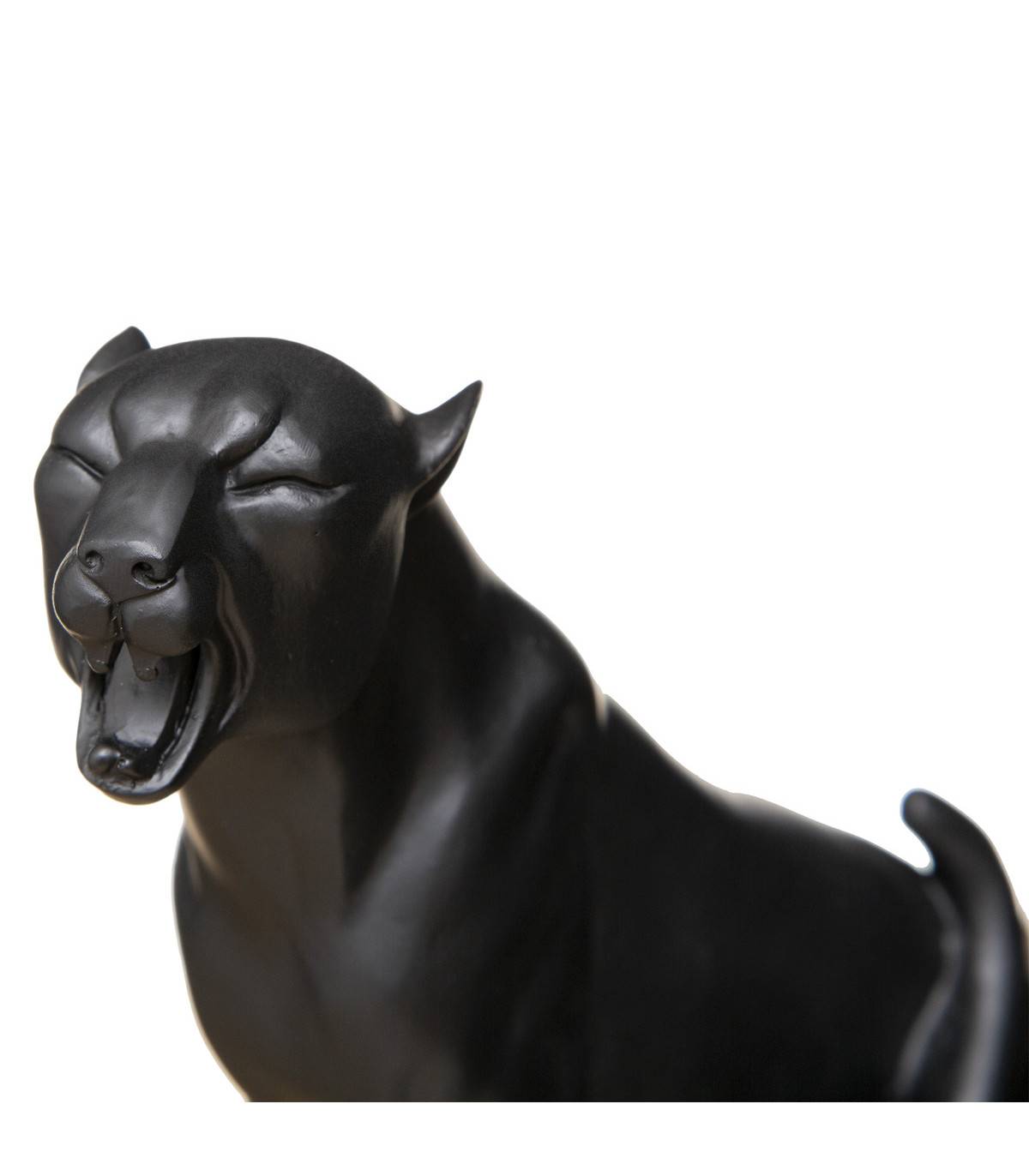 Statuette Léopard qui rugit en résine noir H 19.5 cm - Imagen 2
