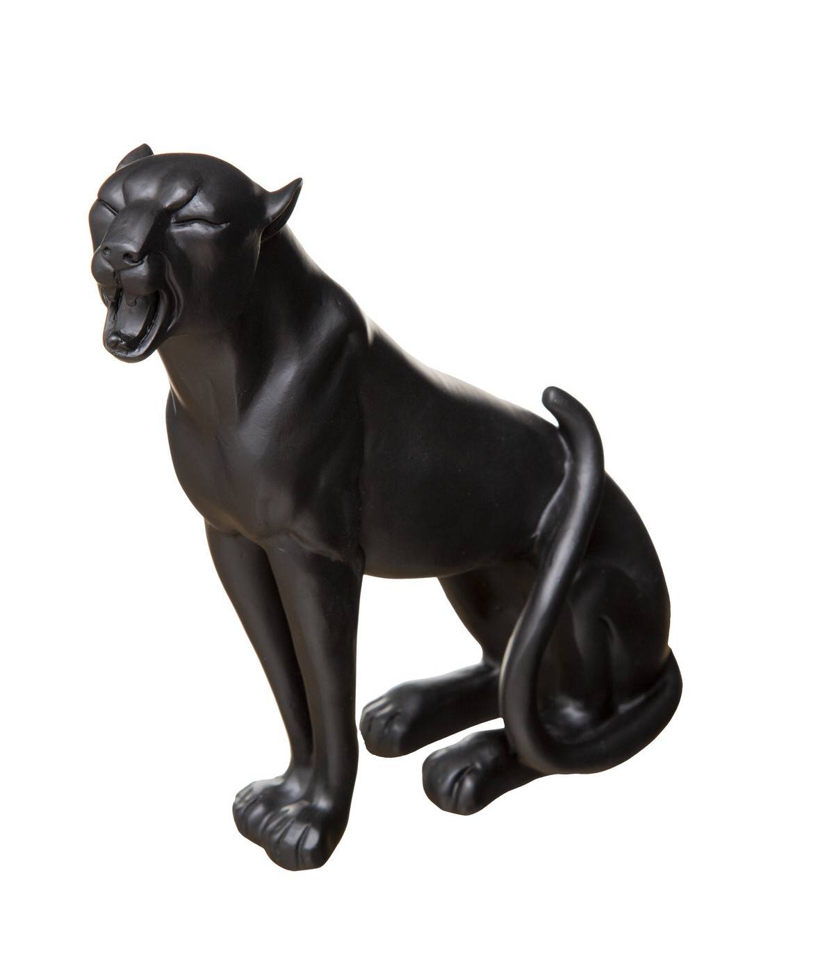 Statuette Léopard qui rugit en résine noir H 19.5 cm - Imagen 1