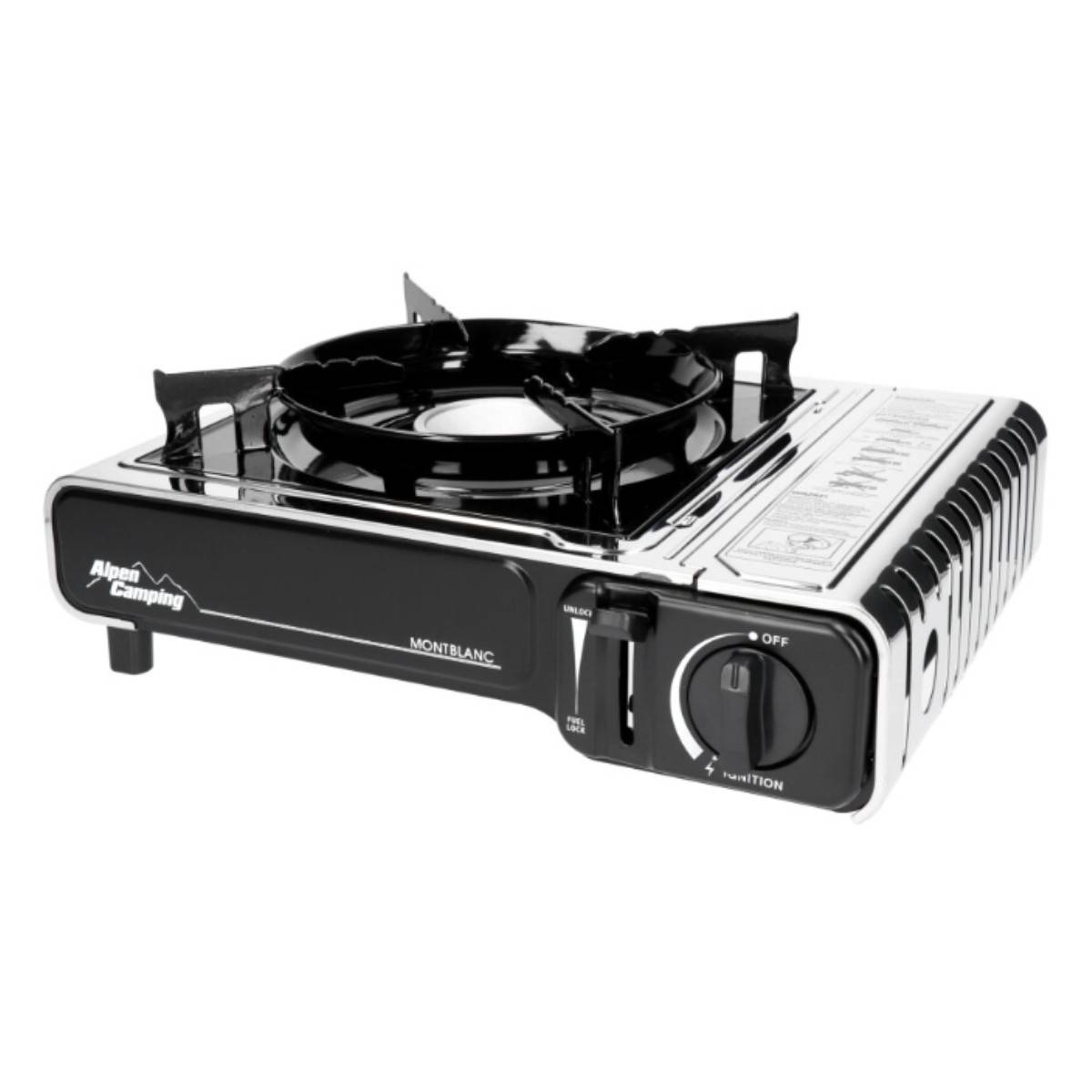 Barbecue gaz Grill 2en1 Réchaud gaz piezo 2200W + Grille + 4 cartouches gaz 250g Butane Camping ALPEN - Imagen 4