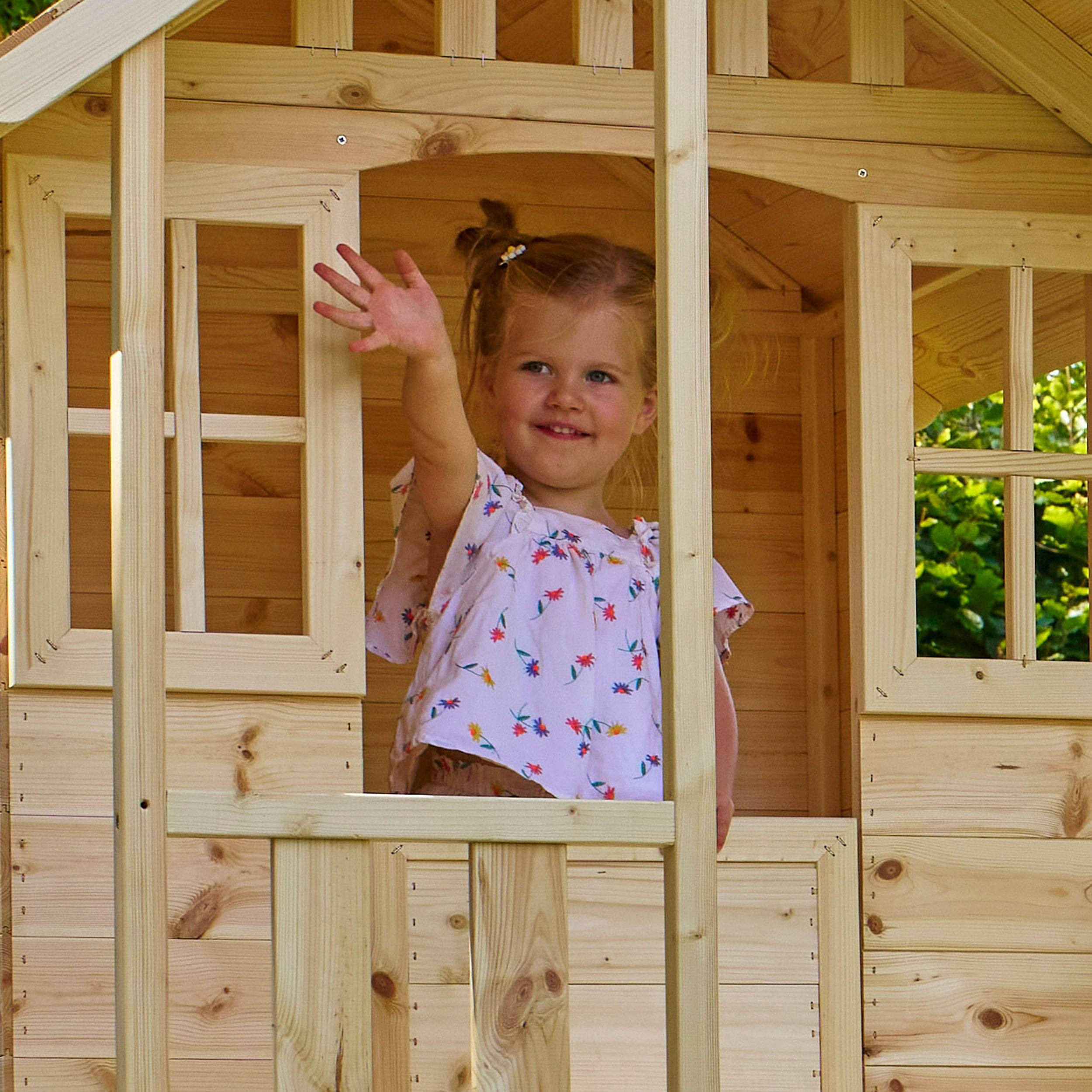 Wendi Toys M24PB – Cabane Sur Pilotis Avec Toboggan, Balançoire, Bac à Sable – Bois FSC 330×350×242 Cm – Plateforme 90 Cm – Dès 3 Ans