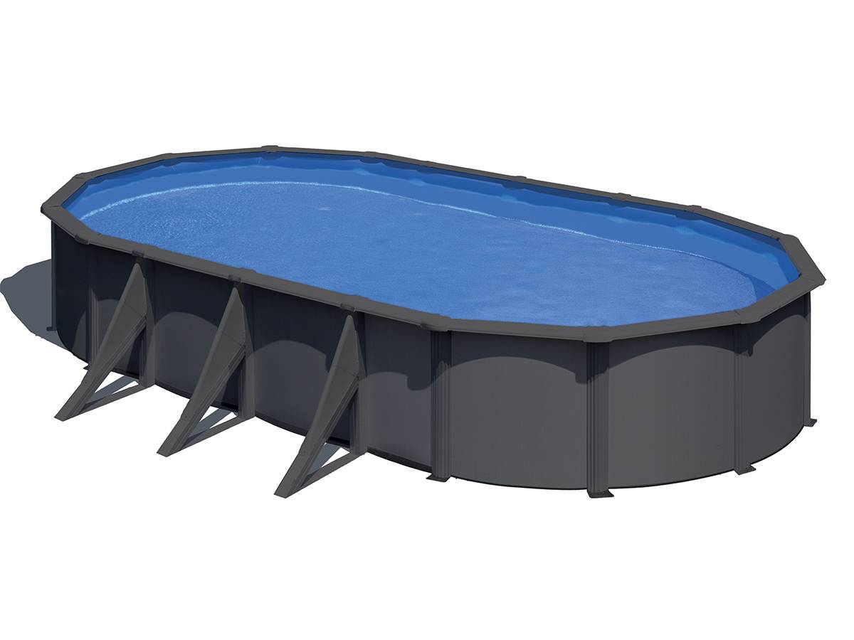 Gré - Piscine acier gris anthracite Louko ovale 7,44 x 3,99 x 1,22 m - Gré - Imagen 3