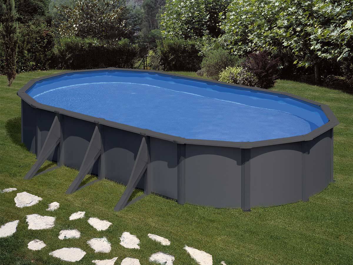 Gré - Piscine acier gris anthracite Louko ovale 7,44 x 3,99 x 1,22 m - Gré - Imagen 1