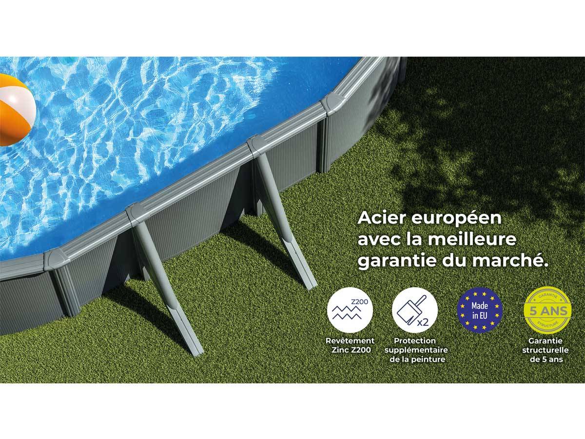 Gré - Piscine acier gris anthracite Louko ovale 7,44 x 3,99 x 1,22 m - Gré - Imagen 5