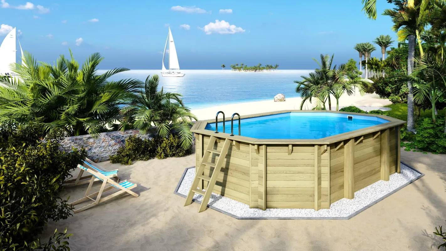 Altanka - Piscine en bois 5,86x3,86 - H.1,20 m - avec filtration - BAS747OSPI - Imagen 1