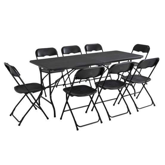 Oviala - Ensemble table et chaises pliantes noir REKKEM - Oviala - Imagen 1