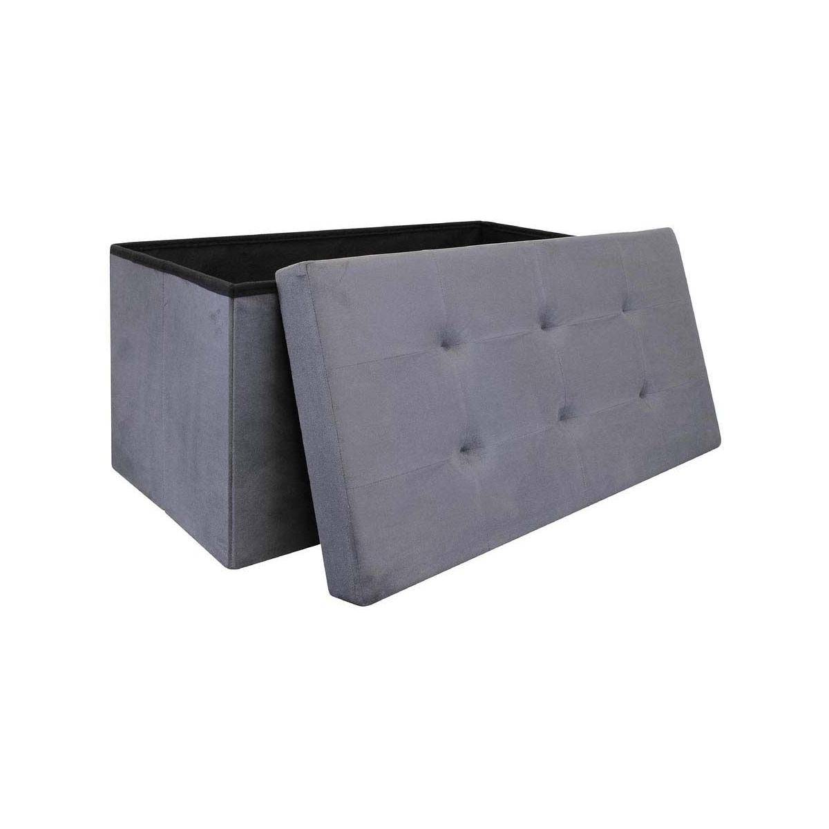 The Home Deco Factory - Banc coffre de rangement en suédine Lina - Imagen 1