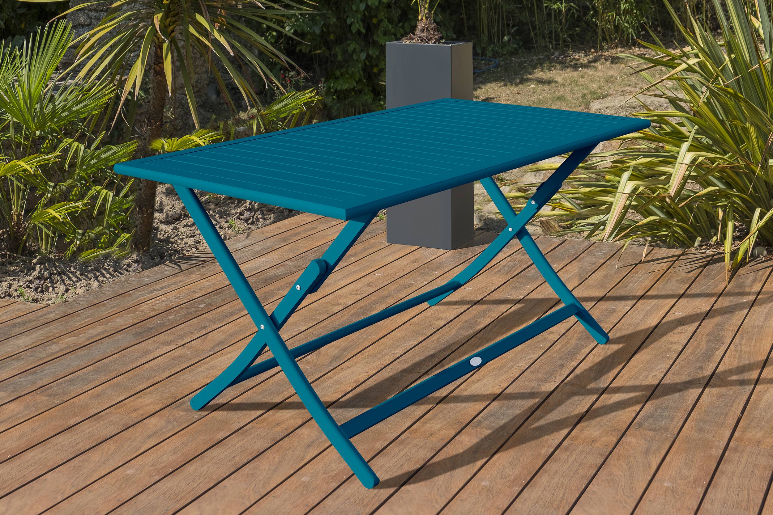 City Garden - Table de jardin pliante en aluminium - Bleu canard - MARIUS - Imagen 1