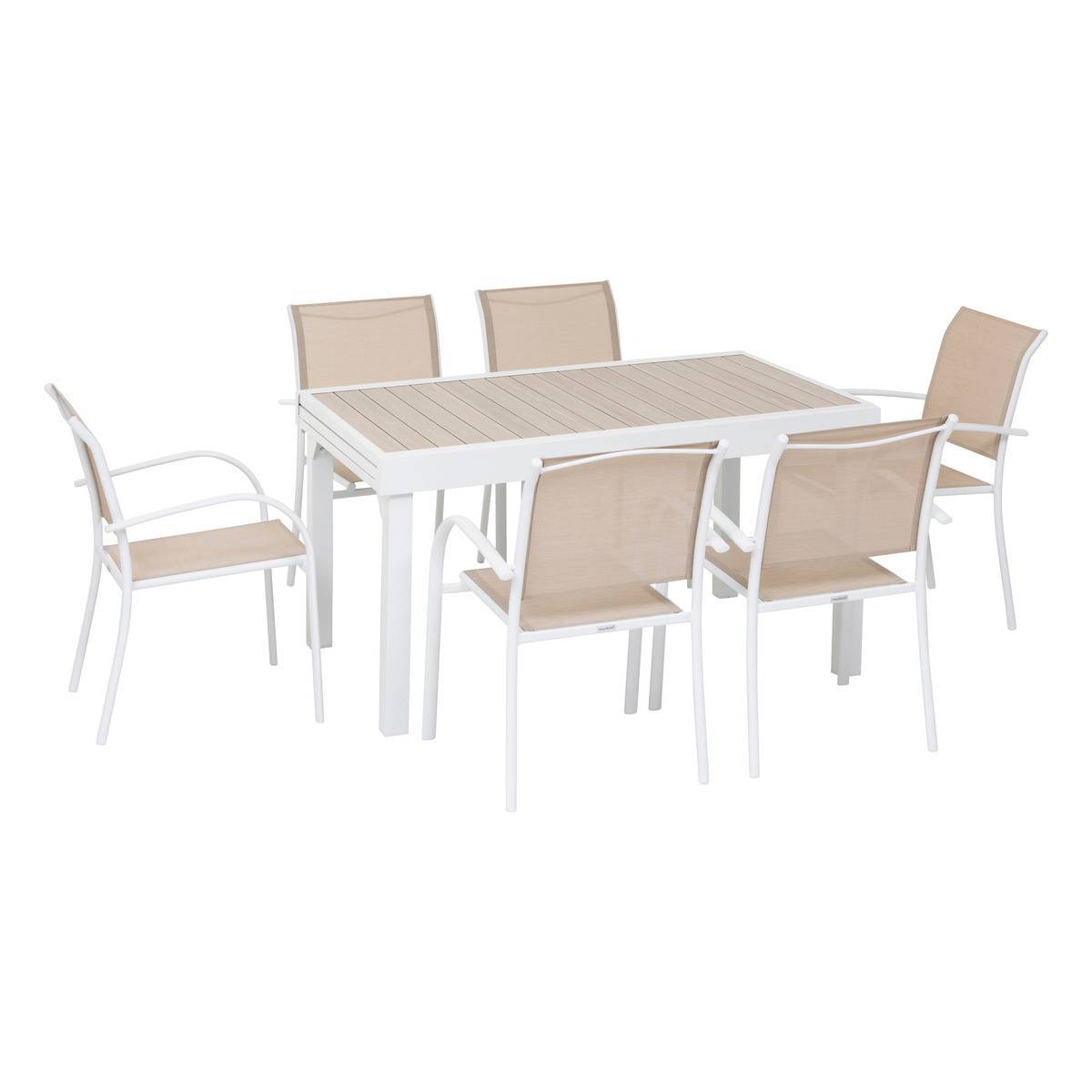 Hesperide - Table de jardin extensible "Piazza" lin & blanc 10 places en aluminium traité en epoxy Hespéride - Imagen 4