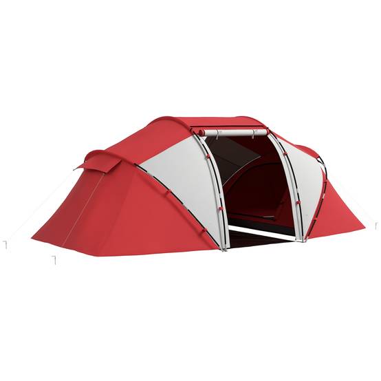 Tente de camping polyester gris rouge 430 x 240 x 170 cm - PANGIVO - Image 1