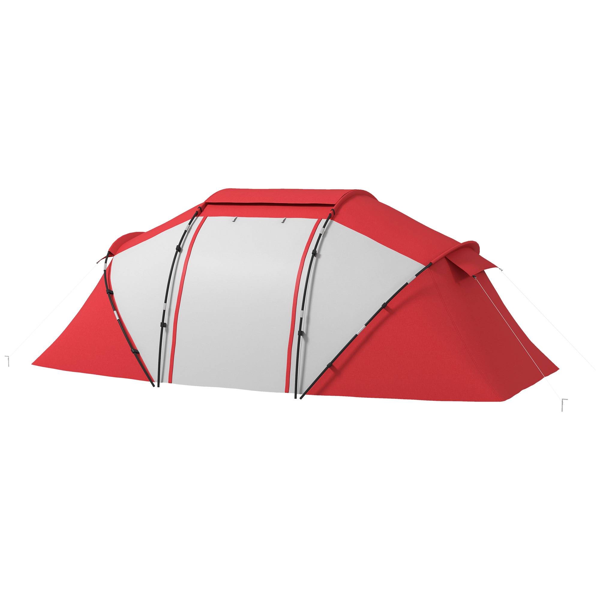 Tente de camping polyester gris rouge 430 x 240 x 170 cm - PANGIVO - Image 2