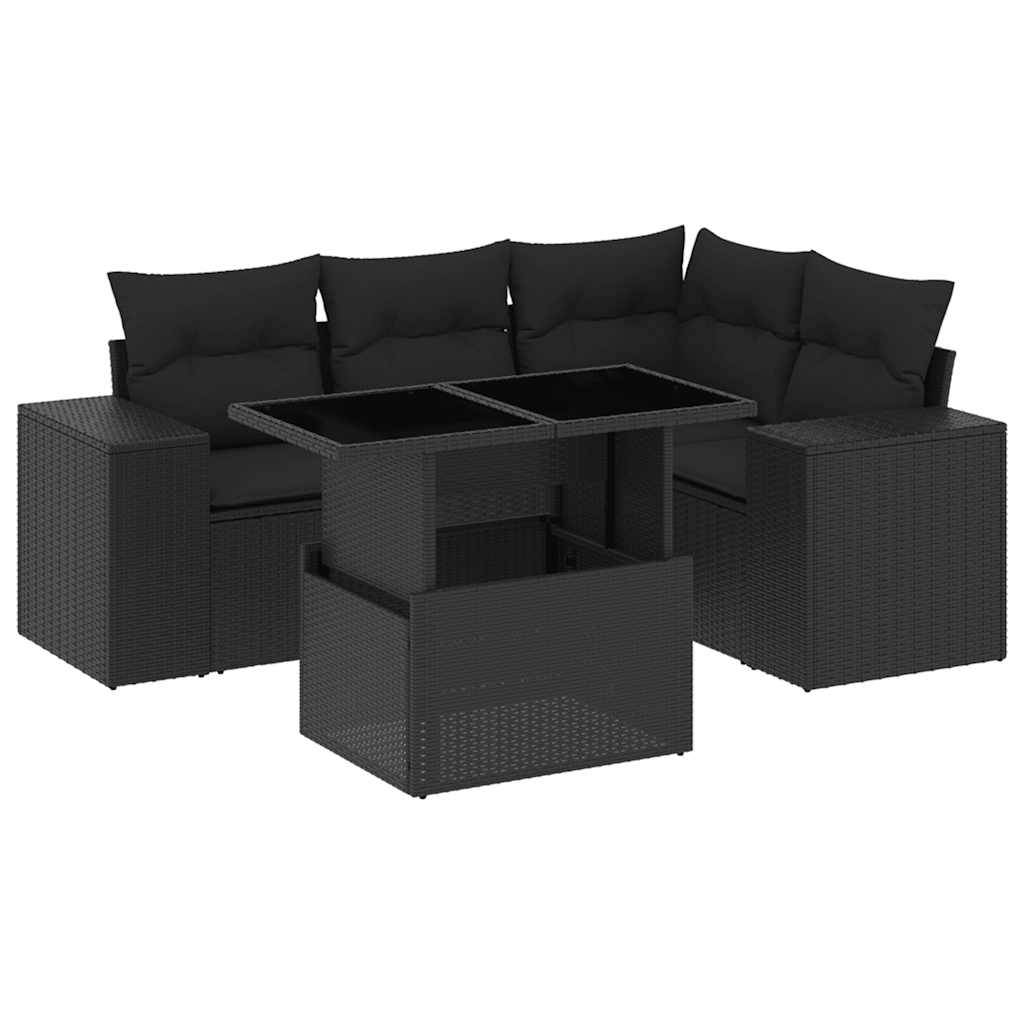 ComfortXL - Salon de Jardin 5 Places Résine Tressée Modulable avec Table Hauteur Ajustable Noir – ComfortXL Outdoor Living - Image 2