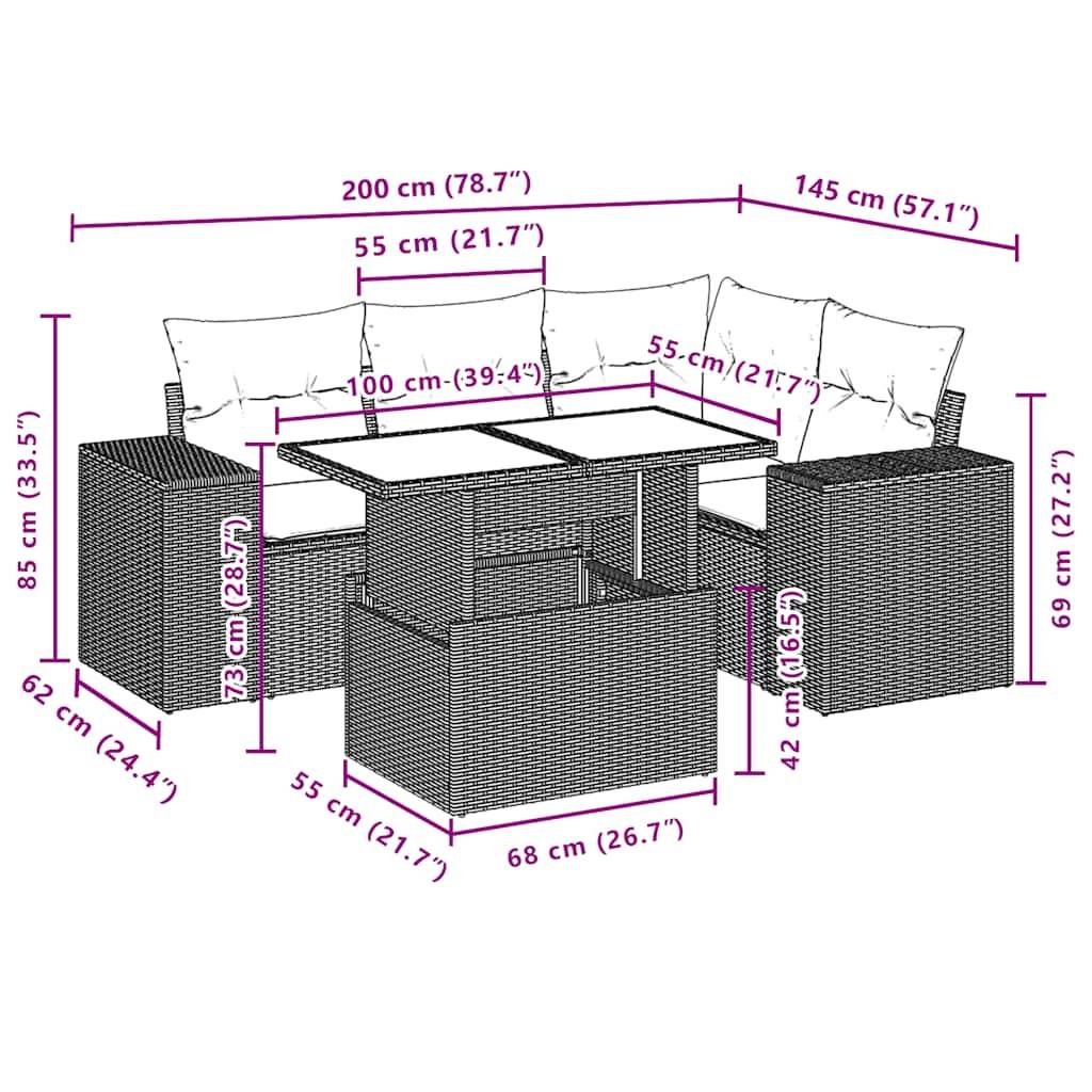 ComfortXL - Salon de Jardin 5 Places Résine Tressée Modulable avec Table Hauteur Ajustable Noir – ComfortXL Outdoor Living - Image 10