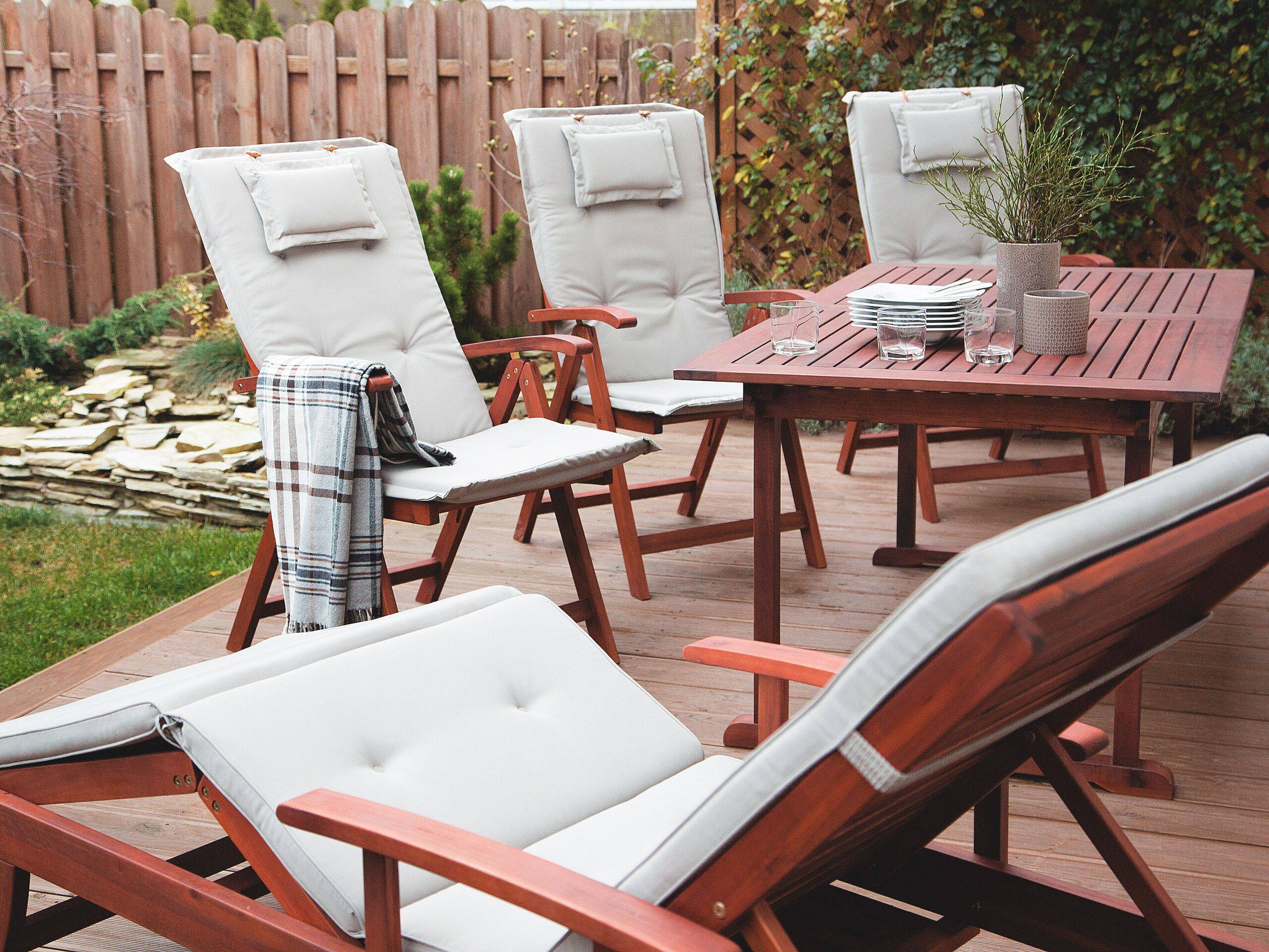 Beliani - Lot de 2 Coussins d'Assise Confortables pour Chaise de Jardin en Tissu Hydrofuge Anti UV Gris et Beige - Imagen 2