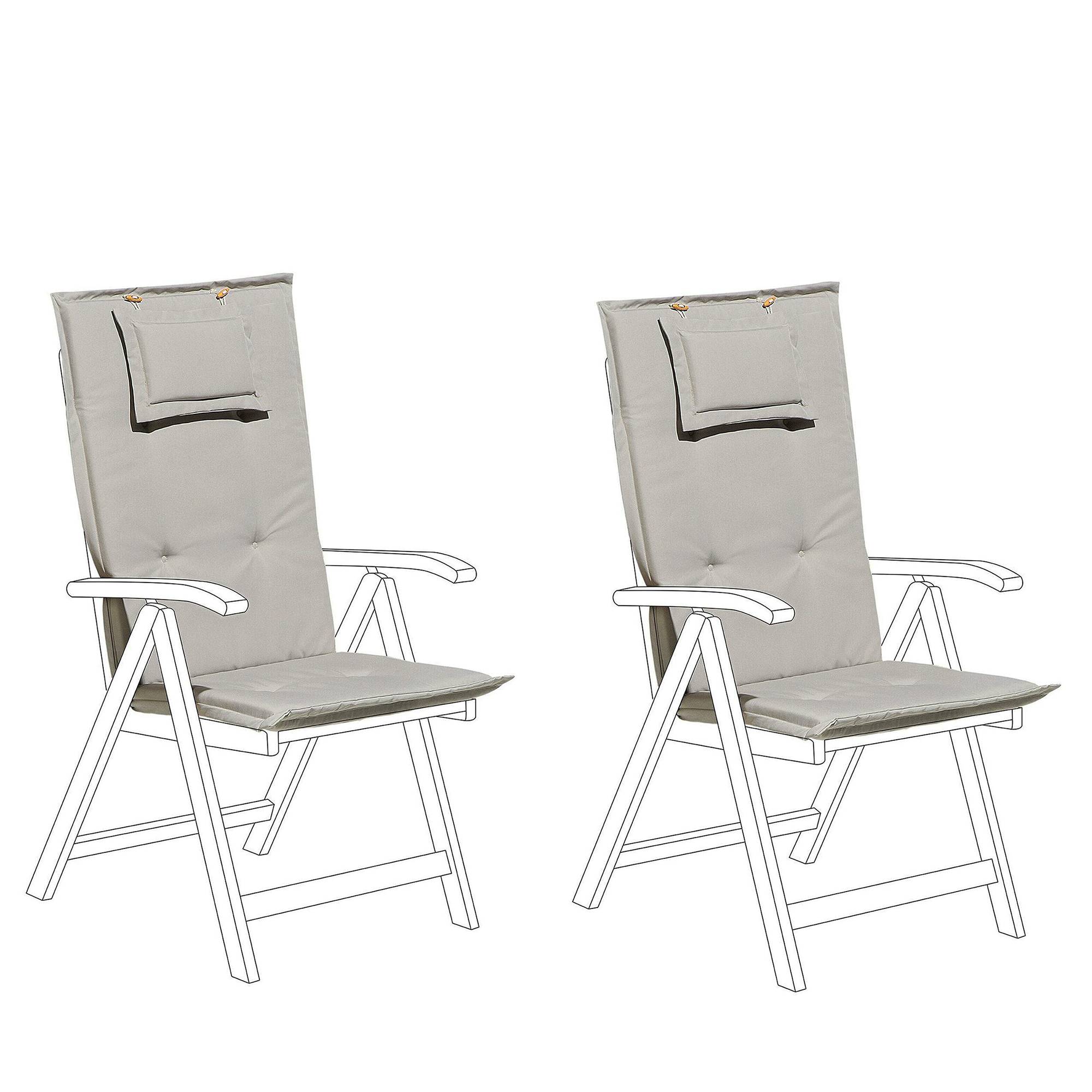 Beliani - Lot de 2 Coussins d'Assise Confortables pour Chaise de Jardin en Tissu Hydrofuge Anti UV Gris et Beige - Imagen 1
