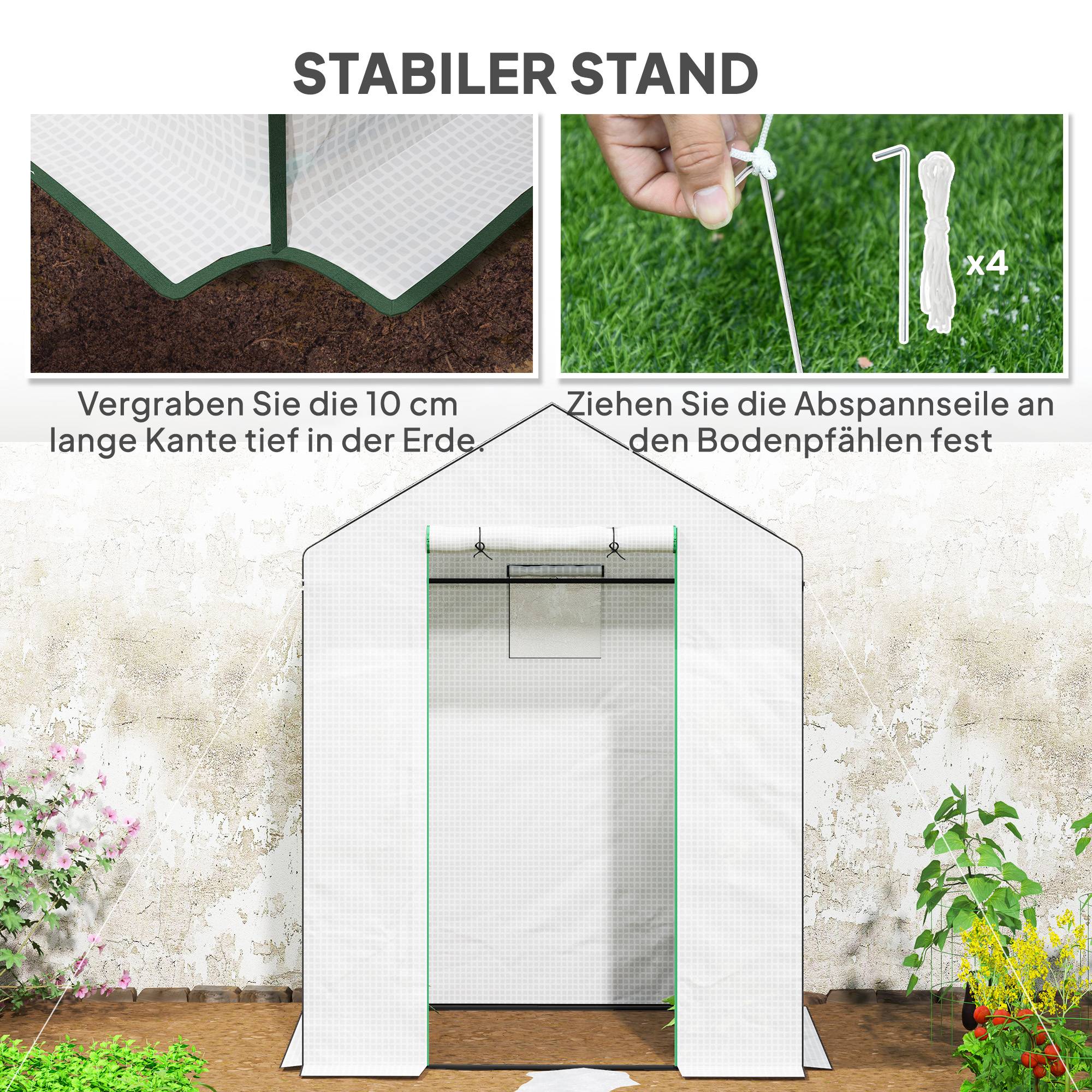 Serre de jardin acier pour culture protection UV 143x74x190cm blanc - ComfortXL Outdoor Living - Image 9