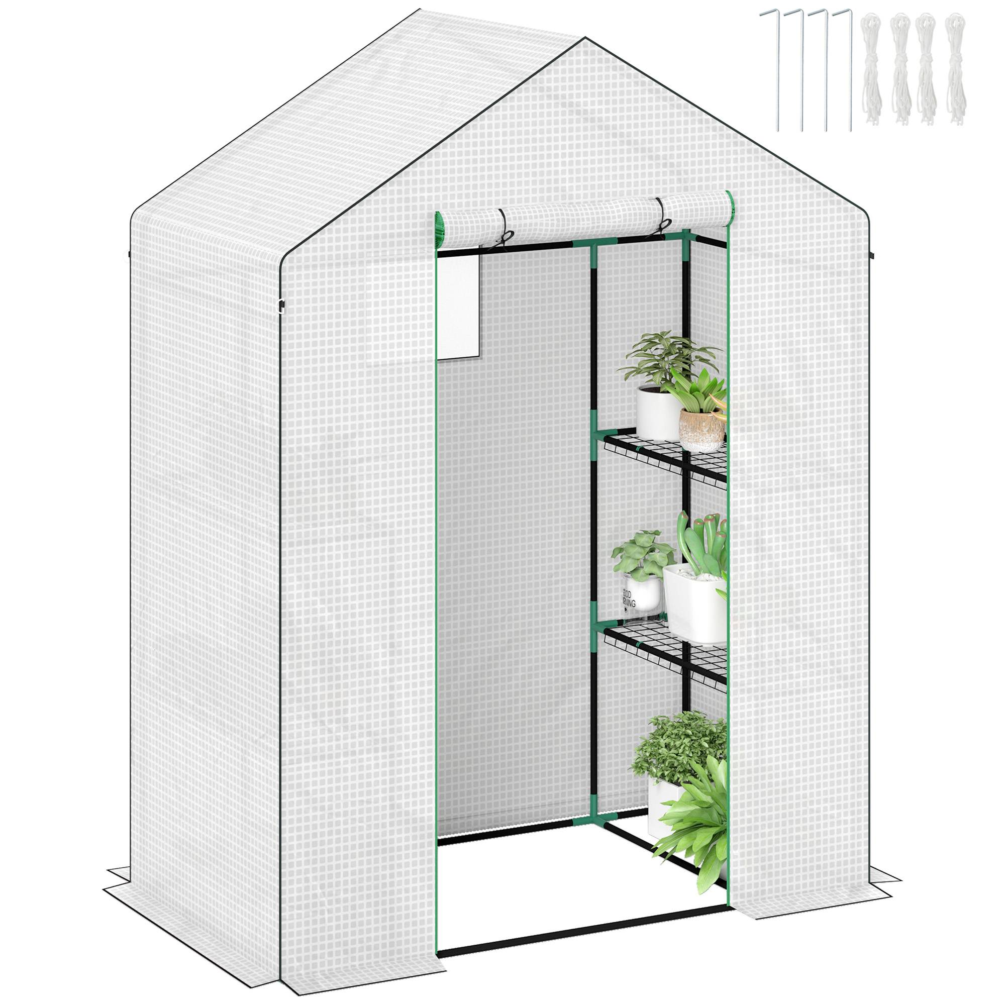 Serre de jardin acier pour culture protection UV 143x74x190cm blanc - ComfortXL Outdoor Living - Image 1