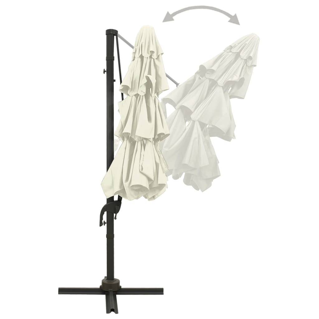 Helloshop26 - Parasol à 4 niveaux avec mât en aluminium 3 x 3 m sable - Imagen 4