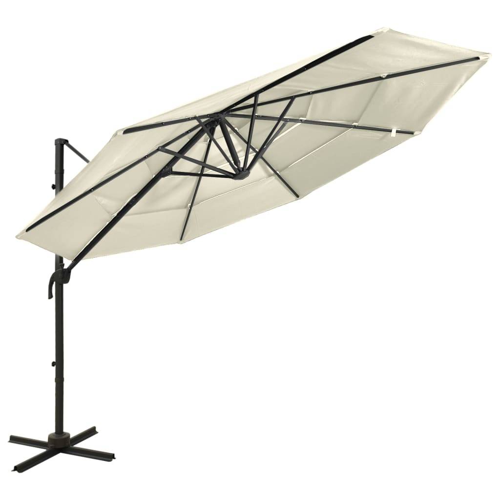Helloshop26 - Parasol à 4 niveaux avec mât en aluminium 3 x 3 m sable - Imagen 1