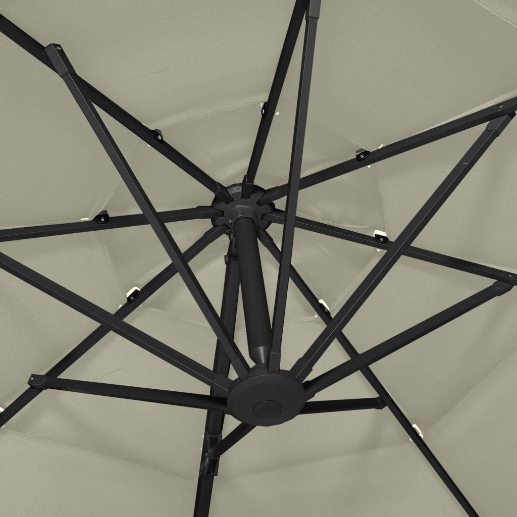 Helloshop26 - Parasol à 4 niveaux avec mât en aluminium 3 x 3 m sable - Imagen 6