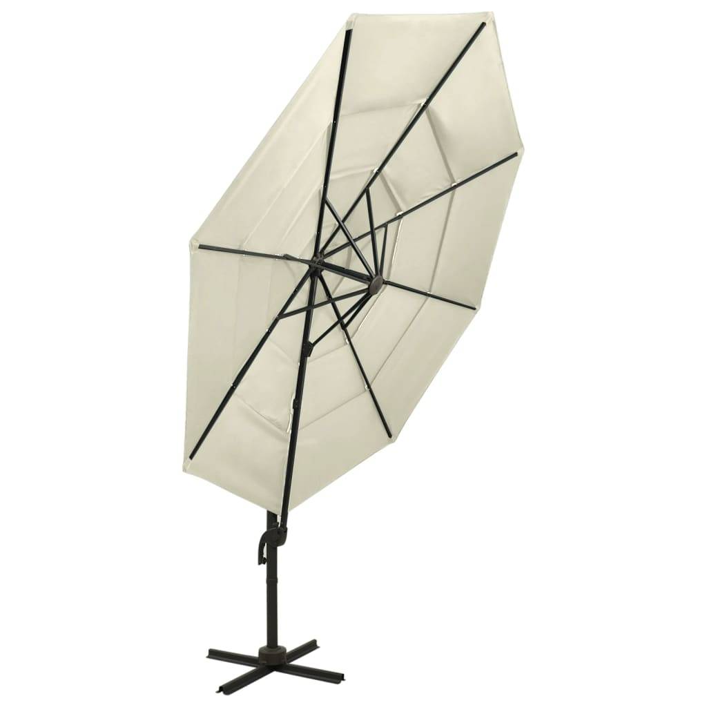 Helloshop26 - Parasol à 4 niveaux avec mât en aluminium 3 x 3 m sable - Imagen 5