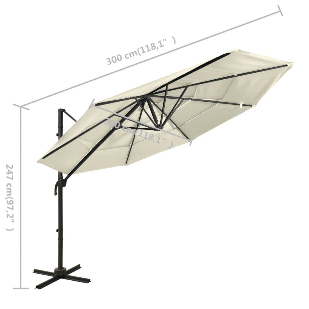 Helloshop26 - Parasol à 4 niveaux avec mât en aluminium 3 x 3 m sable - Imagen 7