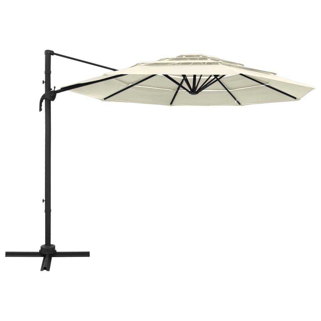 Helloshop26 - Parasol à 4 niveaux avec mât en aluminium 3 x 3 m sable - Imagen 2