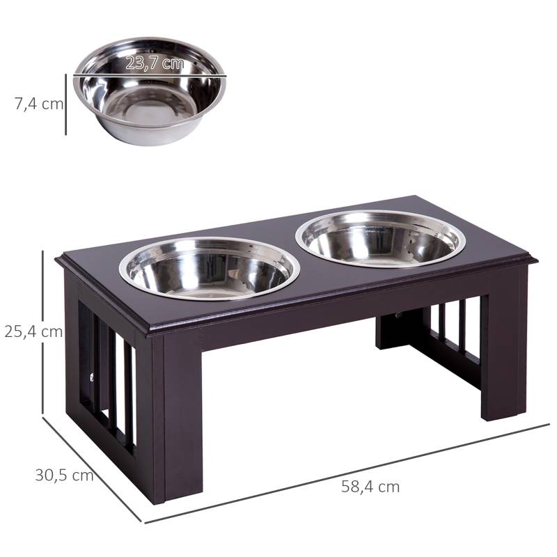 ComfortXL - Porte-Gamelle Surélevé Chien MDF Inox Double Bol Ergonomique 58cm - ComfortXL Pet Living - Image 3
