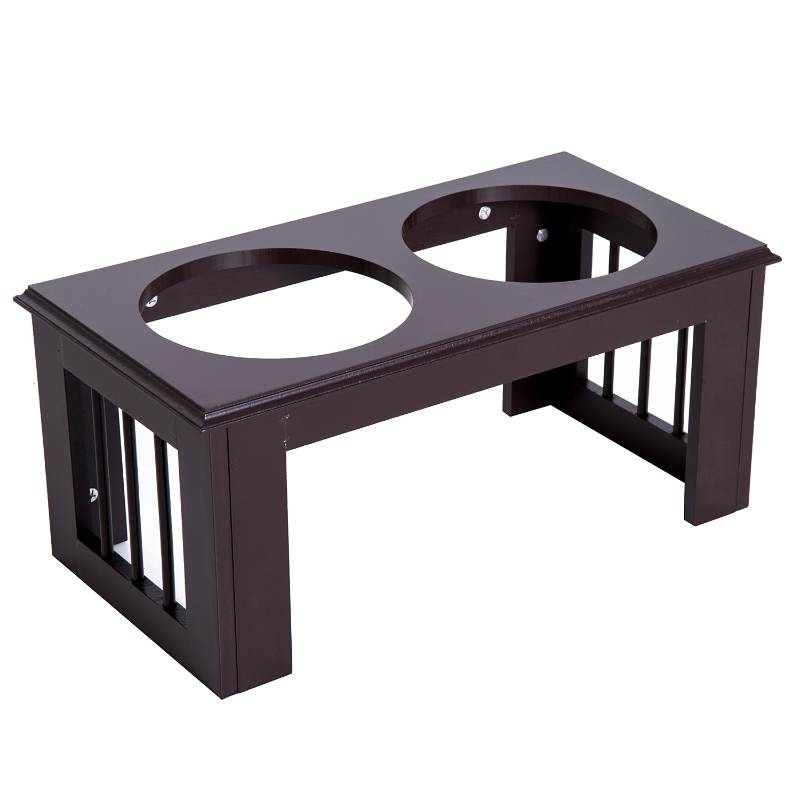 ComfortXL - Porte-Gamelle Surélevé Chien MDF Inox Double Bol Ergonomique 58cm - ComfortXL Pet Living - Image 2