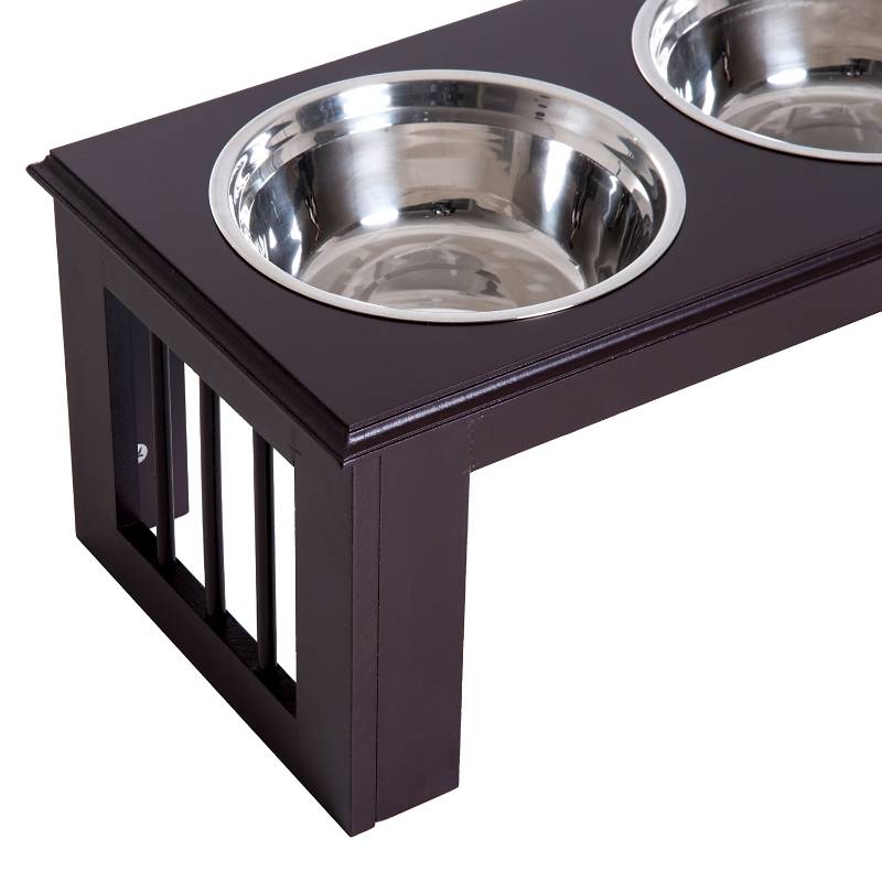 ComfortXL - Porte-Gamelle Surélevé Chien MDF Inox Double Bol Ergonomique 58cm - ComfortXL Pet Living - Image 8