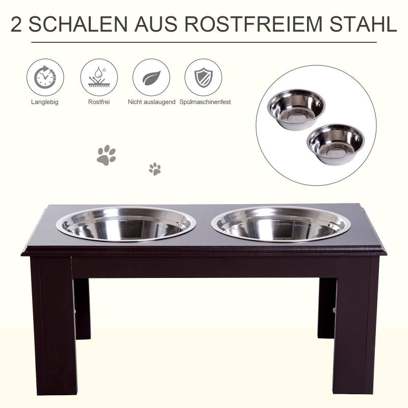 ComfortXL - Porte-Gamelle Surélevé Chien MDF Inox Double Bol Ergonomique 58cm - ComfortXL Pet Living - Image 5