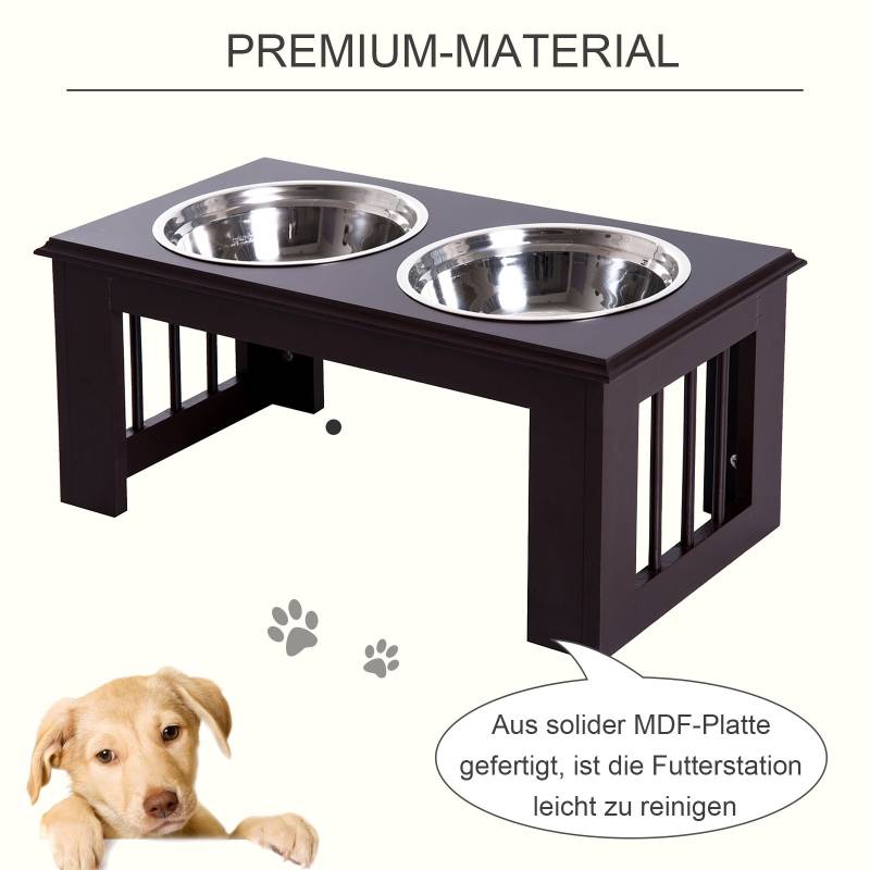 ComfortXL - Porte-Gamelle Surélevé Chien MDF Inox Double Bol Ergonomique 58cm - ComfortXL Pet Living - Image 6
