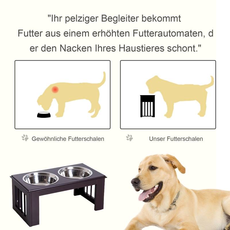 ComfortXL - Porte-Gamelle Surélevé Chien MDF Inox Double Bol Ergonomique 58cm - ComfortXL Pet Living - Image 4
