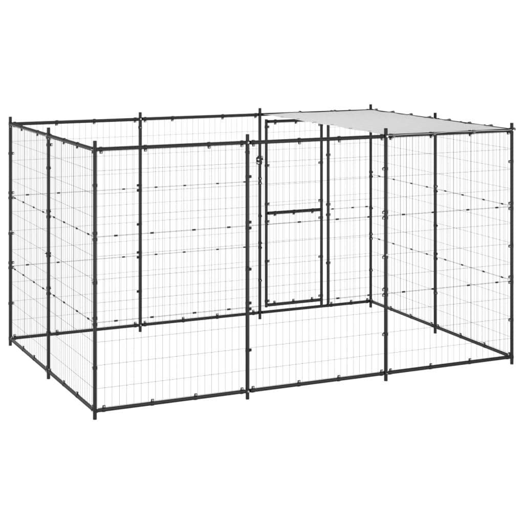 Helloshop26 - Chenil extérieur cage enclos parc animaux chien extérieur acier avec toit 7,26 m² - Imagen 5