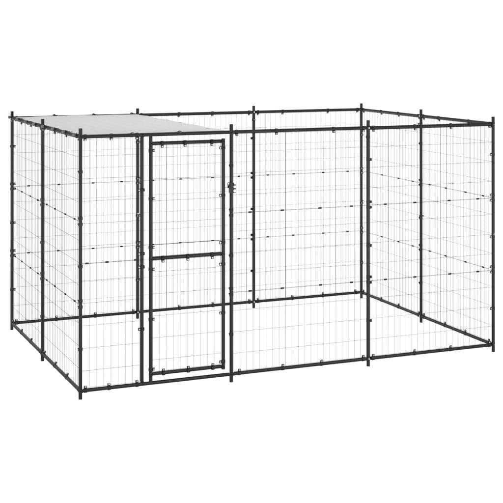 Helloshop26 - Chenil extérieur cage enclos parc animaux chien extérieur acier avec toit 7,26 m² - Imagen 1