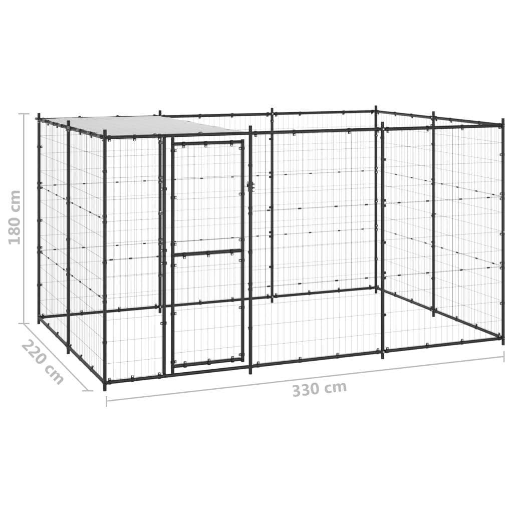 Helloshop26 - Chenil extérieur cage enclos parc animaux chien extérieur acier avec toit 7,26 m² - Imagen 2