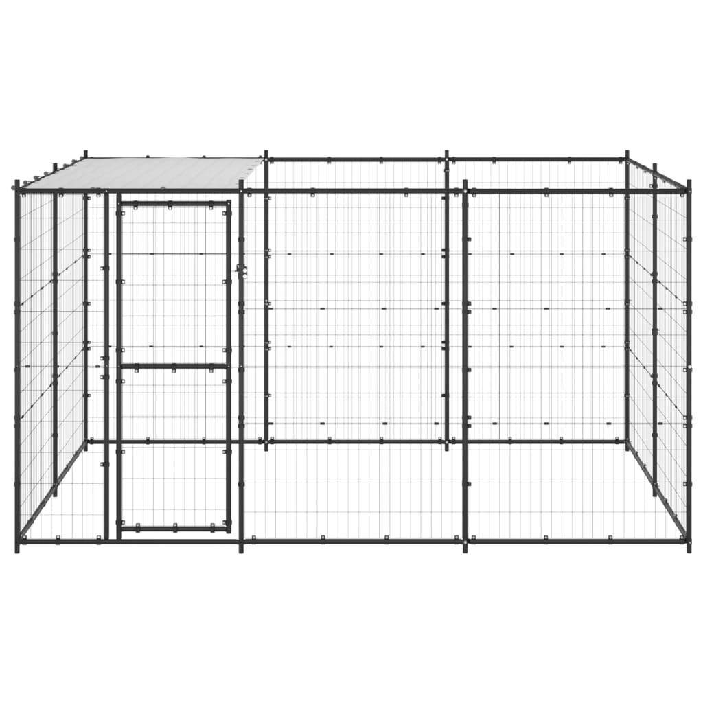 Helloshop26 - Chenil extérieur cage enclos parc animaux chien extérieur acier avec toit 7,26 m² - Imagen 3
