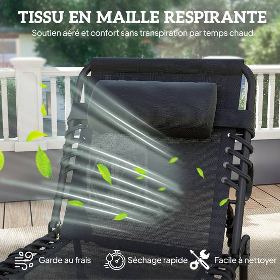 Outsunny - Transat pliable portable dossier réglable - Image 6
